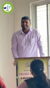 National Librarian Day Celebration at PES’s College of Pharmacy, Phaltan 4 Librarian Ajit Shendge speaking at National Librarian Day celebration at PESCOP Phaltan