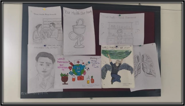 Rangoli & Sketch Competition on World Pharmacists Day 2025 | PESCOP Phaltan 3 World Pharmacists Day sketches prepared by pharmacy students at PESCOP Phaltan