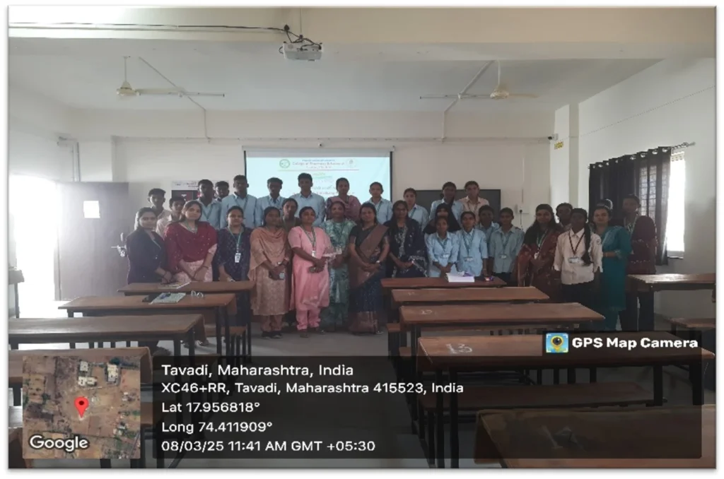 International Women’s Day Celebration 2025 at PES Pharmacy 3 Staff and students with Dr. Sujata Patil-Dadas during International Women’s Day Celebration 2025