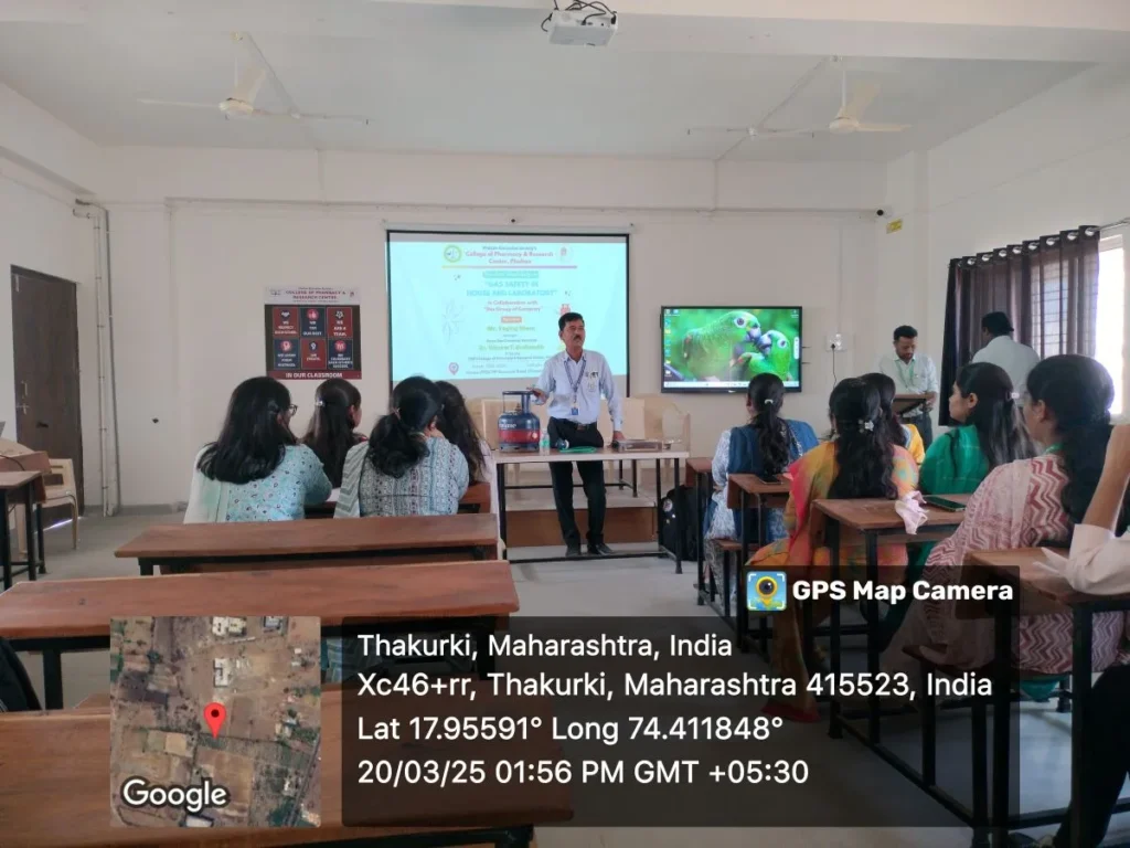 Gas Safety Workshop in Pharmacy College, Phaltan 3 Pharmacy students attending gas safety awareness workshop in Phaltan